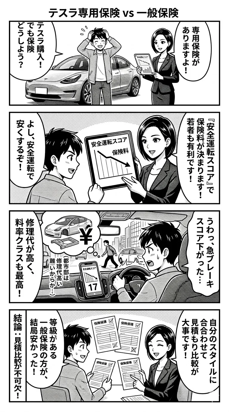 インシュアマイテスラに加入しない方が得?一般保険との賢い選択術