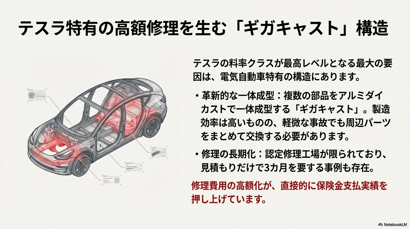 ギガキャスト構造による高額修理費