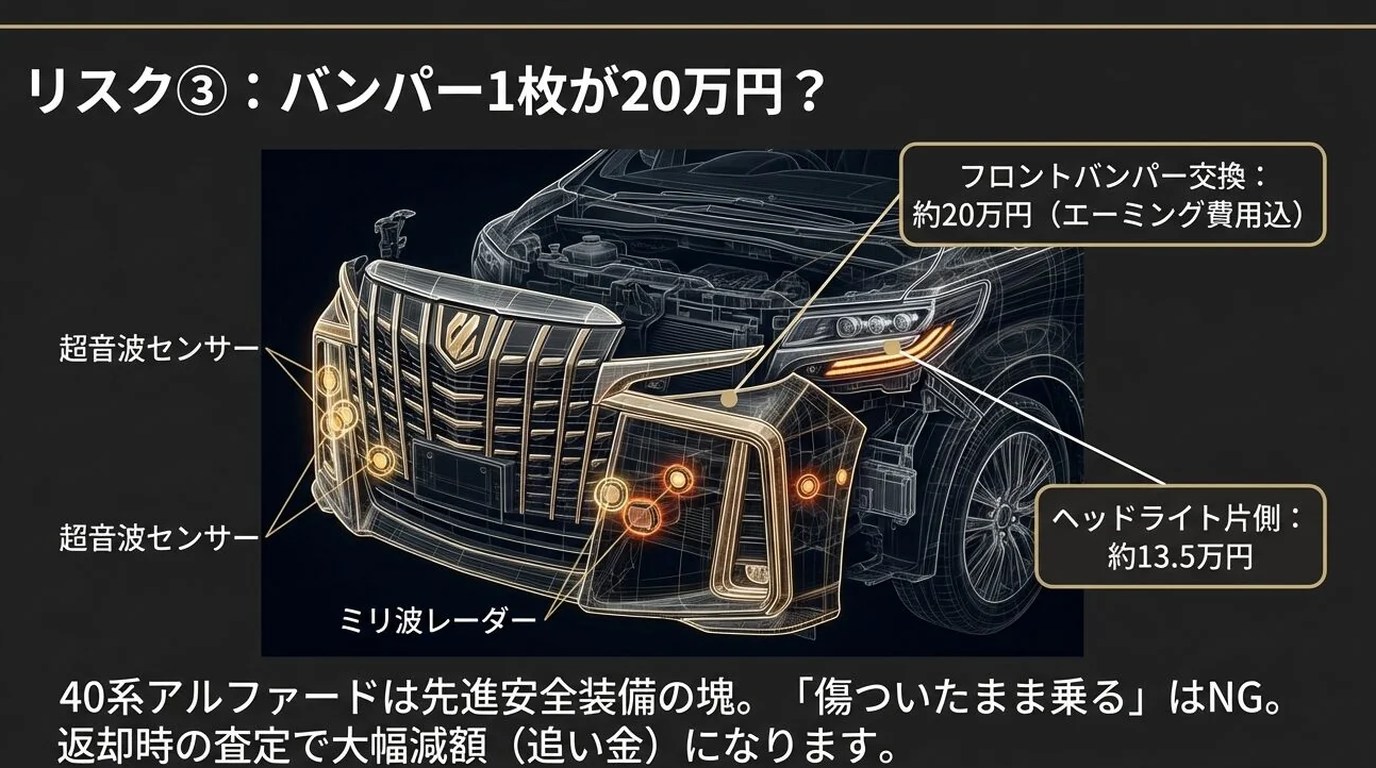 アルファード残クレで車両保険は必須?加入判断の基準と落とし穴を徹底解説 8 ちょっとした修理でも高額になりがちな高級車の宿命