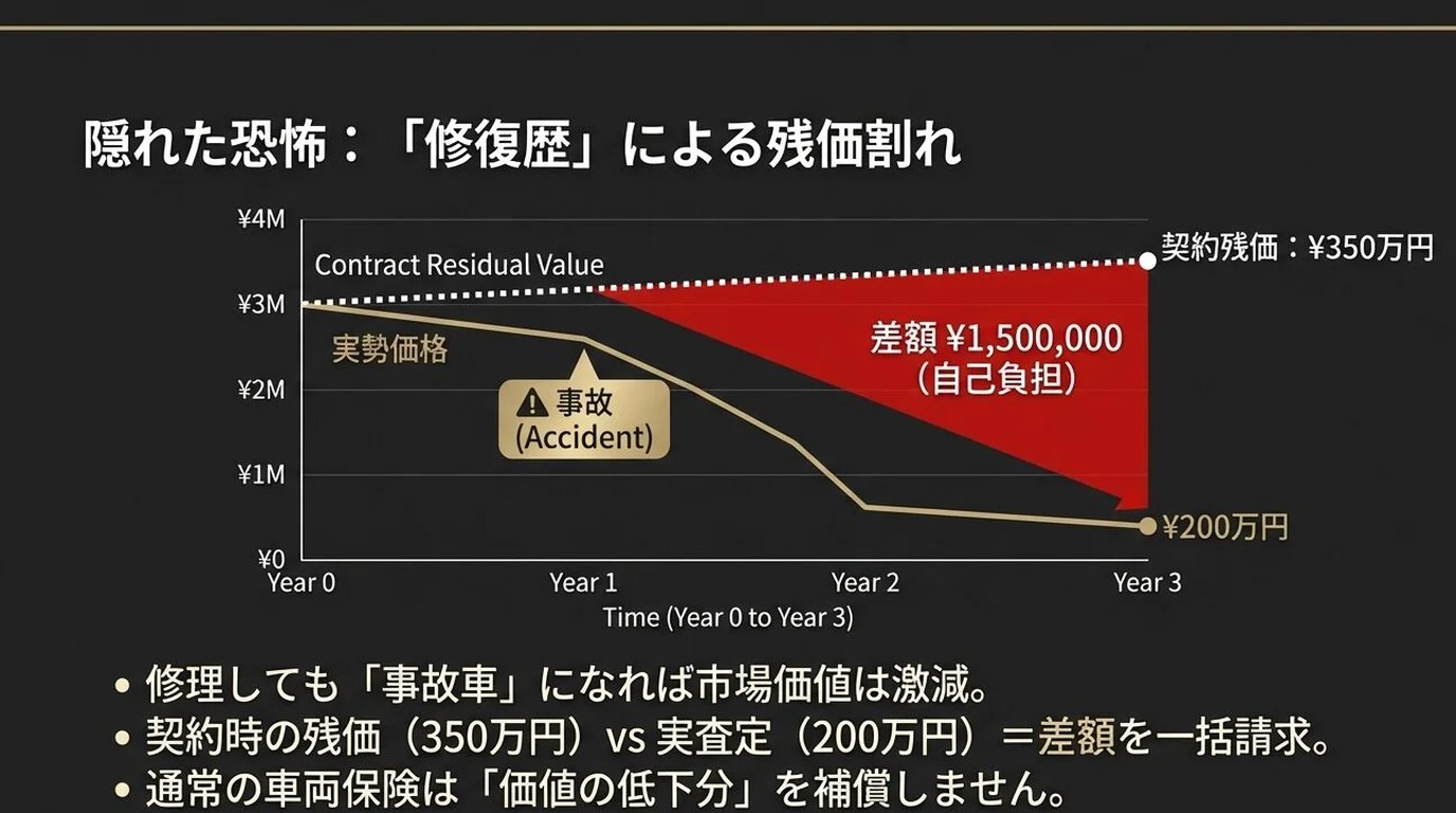 アルファード残クレで車両保険は必須?加入判断の基準と落とし穴を徹底解説 13 軽い事故でも査定額が激減する「修復歴」の定義