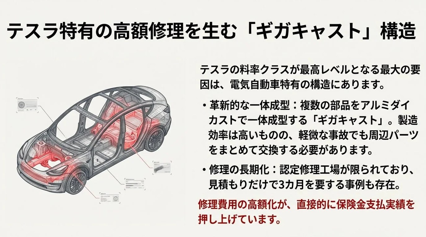 ギガキャスト構造による高額修理費
